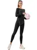 Conjunto Yoga Duas Peças Novo Estilo Outono para Mulheres Cover-Up com Bainha Torcida em Fio de Bambu Calças Longas de Cintura Alta Controle de Barriga Conjunto Pilates