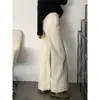 Jeans acampanados holgados color beige talla extra para mujer, nuevo estilo primavera 2026, pantalones casuales y relajados de largo completo