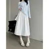 Calça Branca de Tencel Lyocell Wide-Leg para Mulheres, Novo Estilo de Verão, Calça Cropped Solta de Cintura Alta com Efeito de Caimento Emagrecedor, Calça Casual