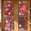 Decoraciones de regalo de corazón de Cupido para el Día de San Valentín para niñas, pegatinas electrostáticas para puertas y ventanas de vidrio, ambiente floral