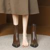 Botas Curtas de Bico Fino para Mulheres, Novo Estilo Popular Deste Ano, Saltos Grossos, Saltos Altos, Botas Francesas Slim que Aumentam a Altura de Pessoas Baixas, Botas Elásticas