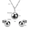 Collar de Bolas Redondas Esmeriladas de Acero de Venta Caliente Transfronteriza Set de Joyería de Acero Inoxidable con Colgante Redondo de Perlas para Moda Femenina