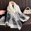 Bufanda Delgada de Imitación Seda Estilo Nuevo para Mujer, Primavera y Verano, Mariposa Perla Hecha a Mano, Moda de Lujo Ligero, Chal Caliente con Perlas Transfronterizo