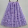 Falda Elegante de Volantes de Malla para Mujer 2026 Nueva Colección Primavera y Otoño Falda Larga de Socialité Falda Pastel Adelgazante 2210