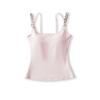 Camisola com Alças Duplas Trançadas Florais Ajustáveis e Bojo, Roupa Íntima Feminina, Top Puro Lustre para Usar Sozinho