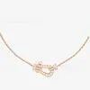 Versión Alta Collar Fred Hebilla de Caballo Completo Diamante Colgante en Forma de U para Mujer Tamaño Mini Chapado en 18k Hebilla Náutica Cadena para la Clavícula