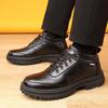 [Fora de Temporada] Couro + Forro de Algodão Grande, Inverno Botas de Algodão Masculinas Resistentes ao Frio e Quentes para Exterior com Sola Grossa