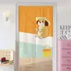Cortina de Puerta de Dibujos Animados para Uso Doméstico, Cortina Divisoria de Dormitorio, Cortina Divisoria de Cocina y Baño, Cortina de Tela sin Taladro, Media Cortina