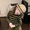 Conjunto Infantil 2026 Nuevo Estilo Primavera y Otoño para Niñas, Camiseta de Manga Larga a Rayas Estilo Coreano y Pantalones Jogger Elegantes de Corte Holgado