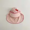 Sombrero de Protección Solar para Niños Qiunan Verano Nuevo Dibujos Animados Protección del Cuello Ala Ancha Sombrero Chal de Playa Sombrero de Bebé Sombrero para el Sol