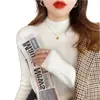 Versão Original Gola Alta Preta Tricô para Mulheres, Camada Interna Elegante Justa ao Corpo, Tricô Versátil para Usar por Baixo, Top Quente