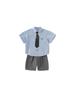 Ropa Infantil Yubao Verano Nuevo Traje de Ropa para Niños Camisa Simple Casual a Rayas Shorts Casuales Conjunto de Dos Piezas