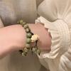 Novedad Pulsera de Sándalo Verde con Borla de Manglietia para Mujer Pulsera Xia Nuevo Estilo Chino Marea Nacional Diseño de Nicho Lujo Ligero Diario