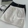 Saia Jeans Floral com Bolinhas para Mulheres Verão 2026 Cintura Alta Emagrecedora Linha A Justa ao Corpo Saia Curta Saia Calça