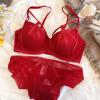 Sujetador de encaje sexy tentación de talla grande ropa interior para mujer sujetador rojo fruncido para traje de año de nacimiento venta al por mayor transfronteriza