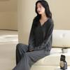 Novos Pijamas para Mulheres, Calça de Modal Confortável para Outono com Mangas Longas, Cardigans Simples para Primavera e Outono, Roupas de Casa, Conjuntos com Fio