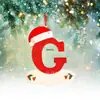 Iniciales Navideñas con Decoración de Letra de Gorro Rojo, Decoración Colgante Navideña DIY, Colgante Personalizado Regalos