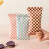 Bolsa automática de cuero a cuadros para gafas, funda de almacenamiento para gafas de sol de PU, bolsa de almacenamiento para gafas