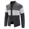 Ropa de Punto Color Block para Hombre 25 Años Otoño e Invierno Terciopelo Engrosado Talla Grande Exportación Chaqueta de Punto para Hombre Cuello Alto Cárdigan Moderno