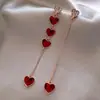 Pendientes de Cadena de Amor Asimétricos Retro de Aguja de Plata con Diamante para Mujer, Moda Ins de Alta Elegancia para Celebridades de Internet