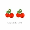 Acrílico Coreano Fruta Cereza Manzana Durazno Fresa Colgante Aretes Pulsera Collar DIY Material Accesorios