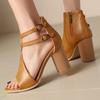 2026 Nuevas Sandalias Romanas Retro de Punta Abierta Botines Tacones Gruesos Altos Tallas 31-50 Zapatos de Exportación