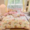 Juego de ropa de cama de cuatro piezas engrosado, cálido, de algodón puro con vellón de leche para otoño e invierno, juego de ropa de cama para bebé de algodón puro con vellón de leche, oferta especial