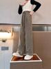 Pantalones de pana para niña, talla mediana y grande, estilo coreano, nuevos, de cintura alta, engrosados, de pierna ancha, para Primavera y Otoño 2025