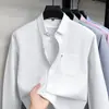 Camisa de Algodão Puro de Manga Longa Masculina Casual Camisa Básica de Alta Qualidade Confortável Com Bolsos Camisa Lisa de Tecido Oxford Roupa Masculina de Alta Qualidade