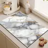 Tapete Drenante de Tierra de Diatomeas con Patrón de Mármol para Encimeras de Barra, Tapete Absorbente, Tapete de Mesa sin Lavado, Tapete Secador de Platos para Mesa de Cocina