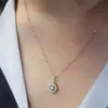 Brújula del Destino Chapado en Plata de Ley 925 con Oro de 18K Collar Pequeño Zircón Mini Disco Vintage Colgante de Gama Alta Colgante Estilo Japonés