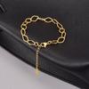 Pulsera de acero y titanio dorado con cadena de diamantes, estilo simple, resistente y moderno, estilo europeo y americano, talla S34, para mujer.