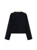 ZA Ropa Nueva de Otoño Transfronteriza para Mujer Bloque de Color Solapa Chaqueta Corta Cuello de Pana Cordón Azul Marino Color Albaricoque Abrigo