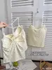 Estilo Verão Hot Girl Camisole de Alça Halter com Bojo, Peça de Cima de Bolinhas para Usar por Cima ou por Baixo, Camisole Regata, Lingerie