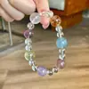 Pulsera de Cristal Natural Multi-Tesoro Color Dopamina Acuamarina Cuentas de Cristal Coloridas Cristal Blanco Transparente Pulsera de Amatista