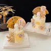 Decoração de Bolo Estilo Chinês Novo para o Festival do Meio Outono de 2026 Ornamento de Coelho Luminoso Cartão de Inserção de Tela de Madeira Estilo Antigo