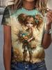 Patrón de Niña Súper Genial Impresión 3D Transfronterizo Nuevo Camiseta Casual de Manga Corta para Mujer Venta Directa de Fábrica Suministro