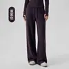 Pantalones deportivos para mujer de otoño e invierno con forro polar, diseño holgado de pierna recta, cintura con cordón, gruesos y cálidos, perfectos para usar en capas, pantalones largos casuales