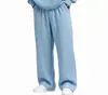 Calça Esportiva Casual Simples de Cintura com Cordão, Cor Sólida, Corte Reto Solto, Pierna Larga, Novo Estilo Europeu e Americano, Transfronteiriça, Waffle para Homens