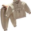 Trajes de Otoño e Invierno para Niños y Niñas Moda para Bebés Niños Niñas Estiloso de Marca de Moda Grueso Polar Dibujos Animados Sudadera Pantalones