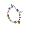 Pulseira Colorida Irregular de Cristal com Contas Dopamina Doce Fresca para Mulheres Luxo Leve Alta Qualidade Moda Tendência Anel de Mão Joia de Mão