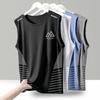 Chaleco sin mangas de cuello redondo para hombre Chaleco Seda de hielo Verano para correr Parte superior del cuerpo Chaleco para deportes sobre hielo Camiseta sin mangas de secado rápido