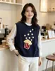 Colete de tricô popcorn estilo coreano para mulheres, nova coleção outono e inverno, colete suéter fresco sem mangas de gola redonda, top versátil para sobreposição