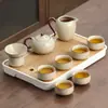 Conjunto de Chá Kung Fu Forno Ru Modelo Novo 2026 para Uso Doméstico, Conjunto de Chá de Cerâmica com Gaiwan, Bule e Xícaras de Chá
