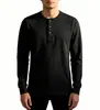 Camisa Henley Americana de Manga Larga para Hombre con Tapeta de Tres Botones Puños de Canalé para Primavera y Otoño Top Casual Básico de Punto