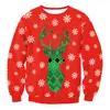 Navidad 2024 al por mayor talla grande para hombre y mujer cuello redondo suelto jersey suéter de impresión digital para mujer top europeo y americano