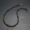 Colar de Pedra de Tigre Natural Europeu e Americano Design de Moda Bohemia Colar Simples de Contas Homem