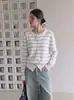 Abrigo tipo cárdigan de punto a rayas de alta gama para mujer, popular para el otoño, suéter, principios de otoño, capa exterior chic estilo coreano 9199