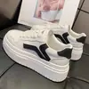 Zapatos Deportivos Blancos de Plataforma Gruesa para Mujer, Nuevos para Otoño 2025, de Cuero con Paneles, de Estudiante, de Altura Incremental, Versátiles, Casuales