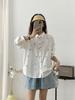 Roupas de Outono 2025 Bordado de Desenho Animado Carcela Botão Colorido Camisa Feminina Solta Manga Longa Atacado Tendência